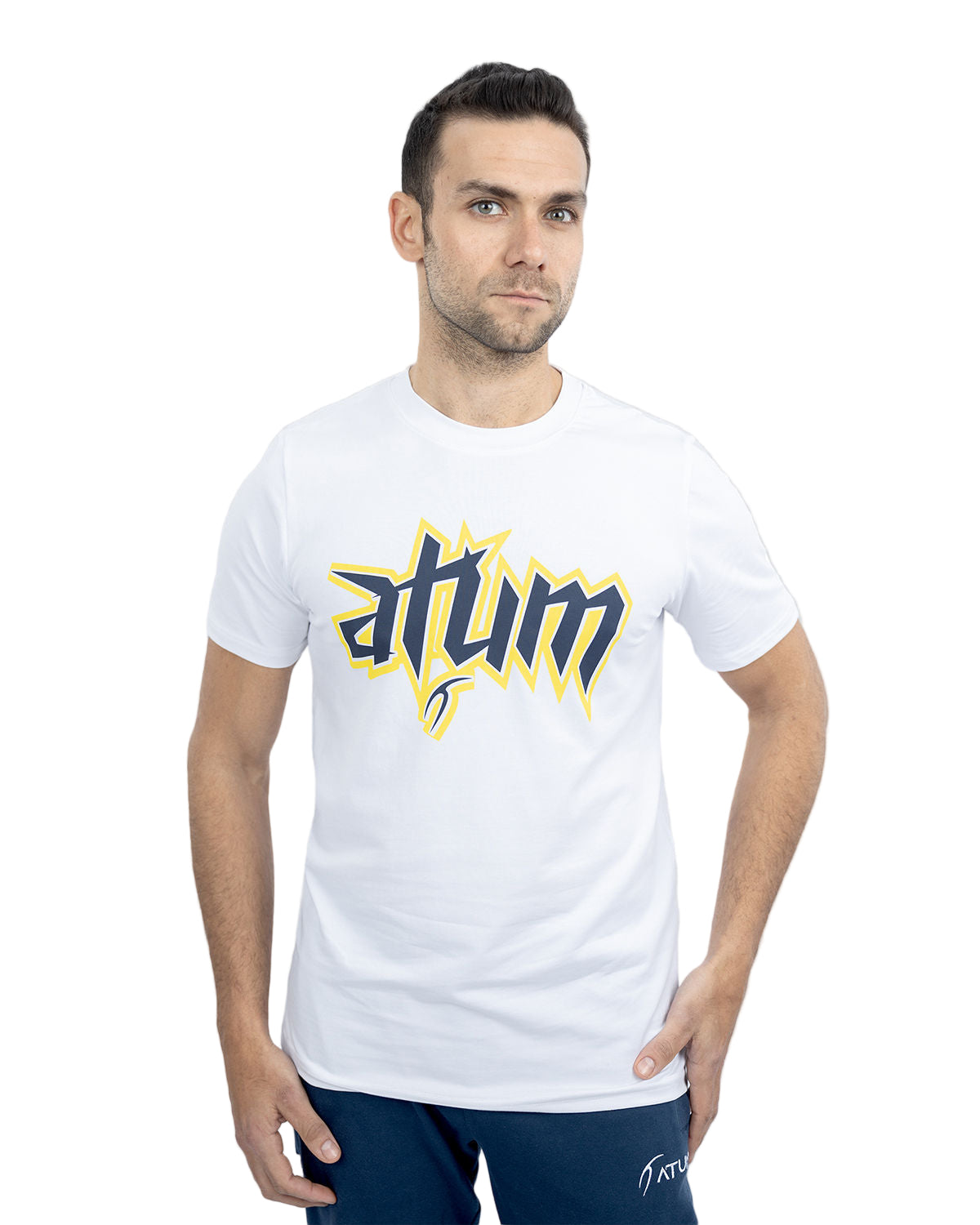 Men's Graphic Logo White T-Shirt-Atum -31608274
