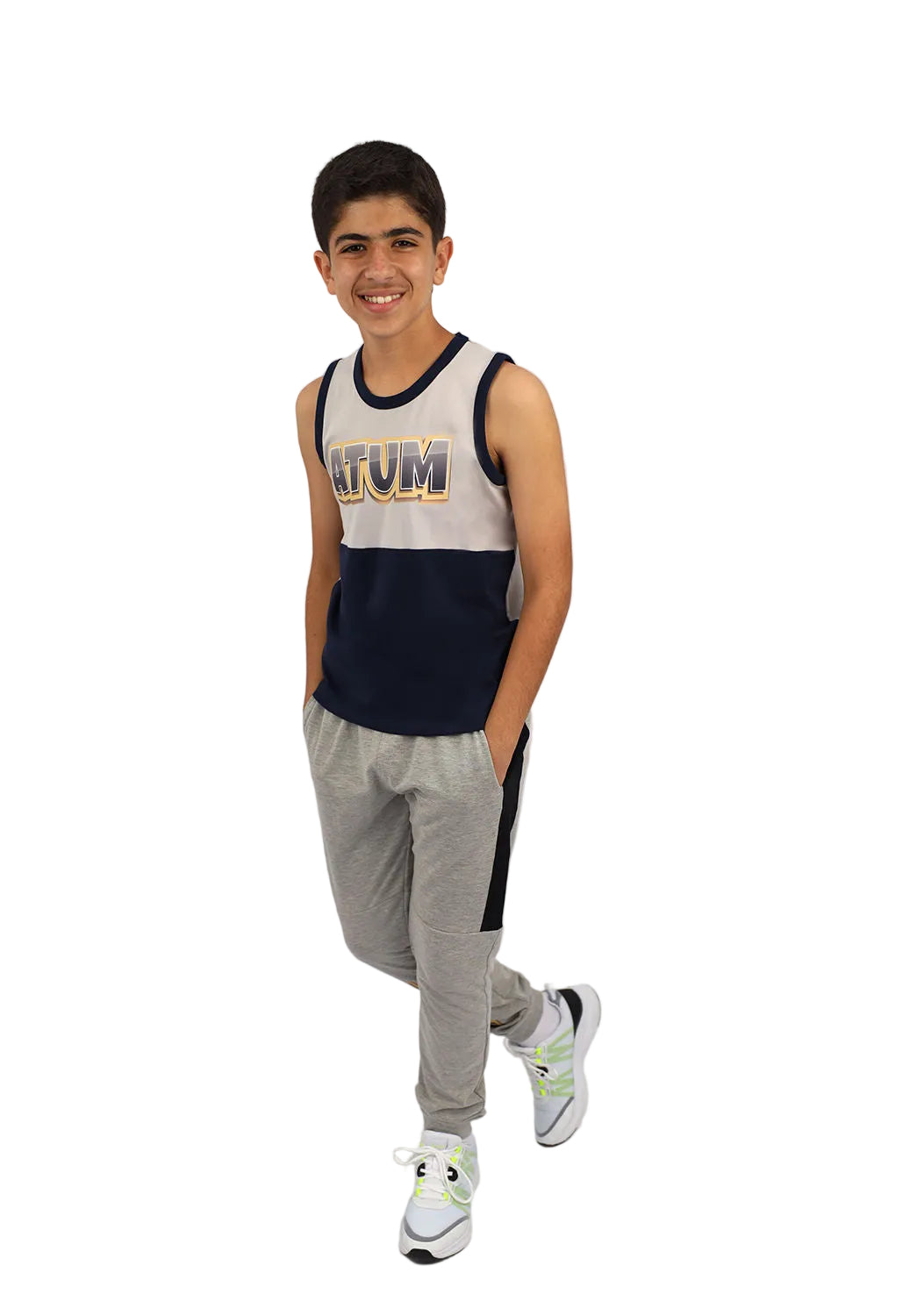 Graphic Logo Boy's Navy Tank Top-Atum -57301214