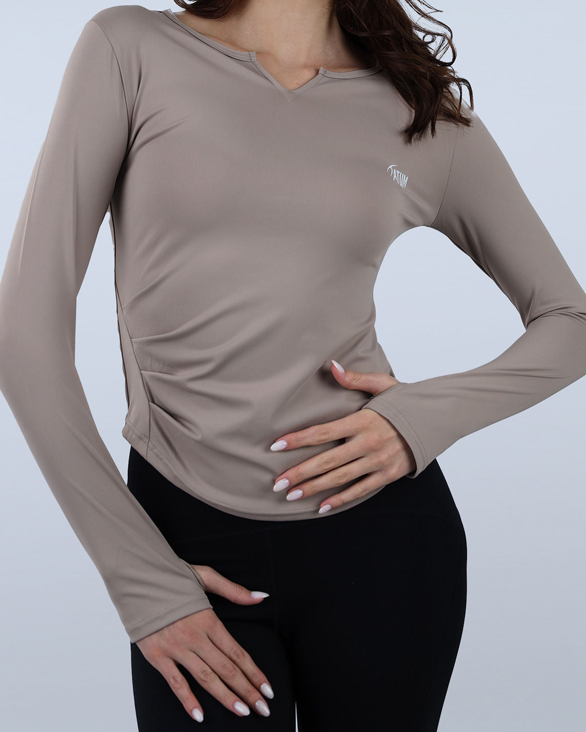 Elegance Women's Coffee Long-Sleeve Top-Atum -98233743