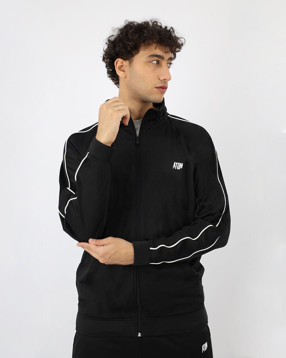 Men's Basic Black Tracksuit-Atum -84345970