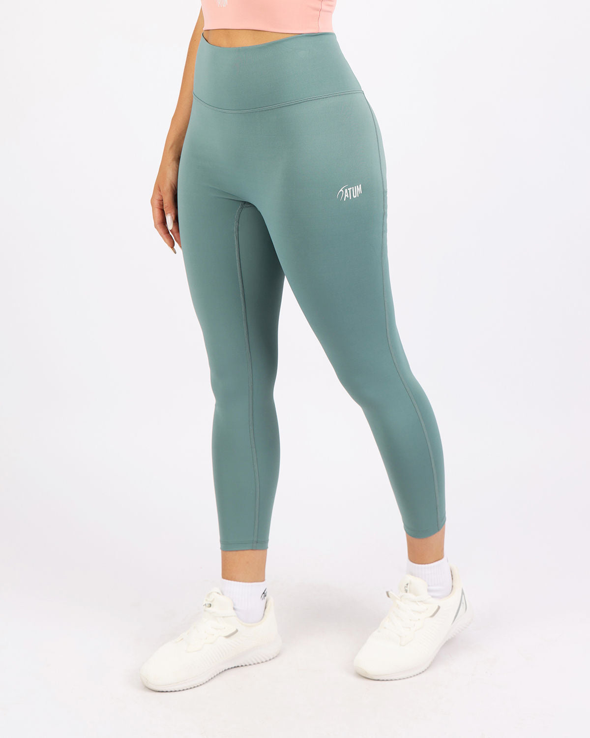 Curve Accent High-Rise Green Leggings-Atum -70073554