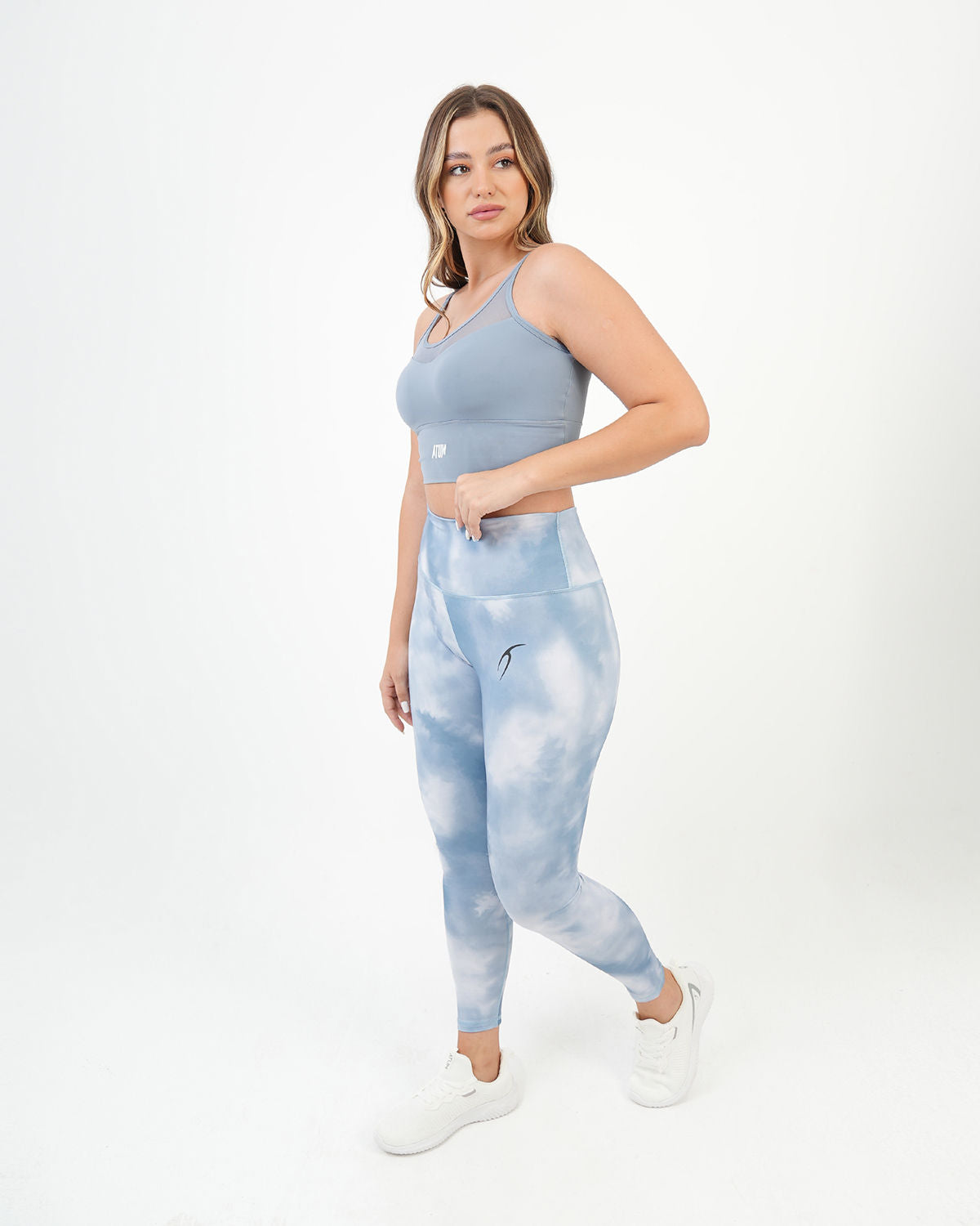 Yoga Printed Blue Leggings-Atum -46809300