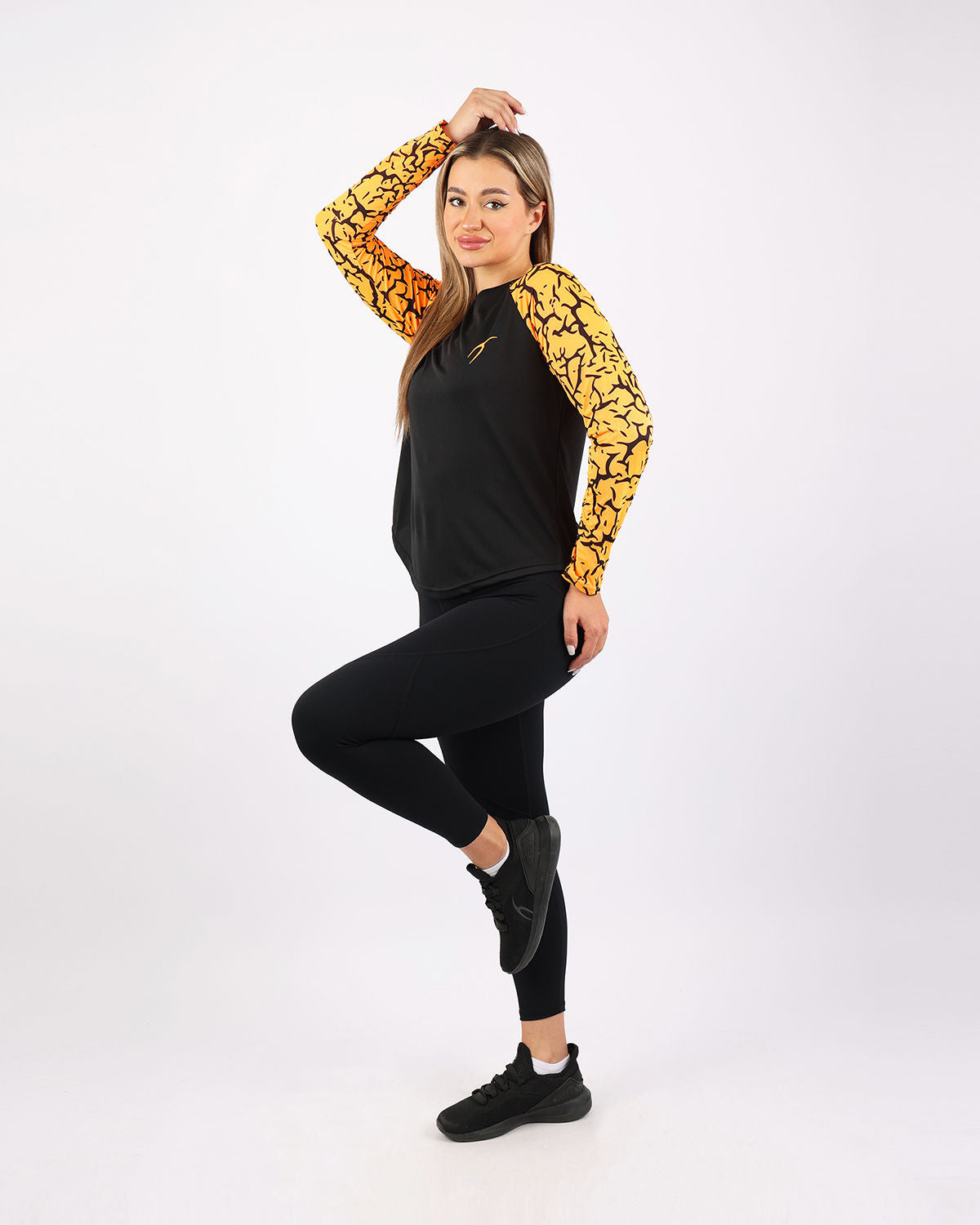 Crew Neck Long Sleeve Orange Top-Atum -13332379