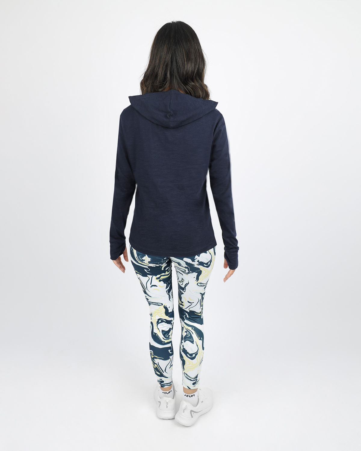 Women's Hooded Navy T-Shirt-Atum -88803594