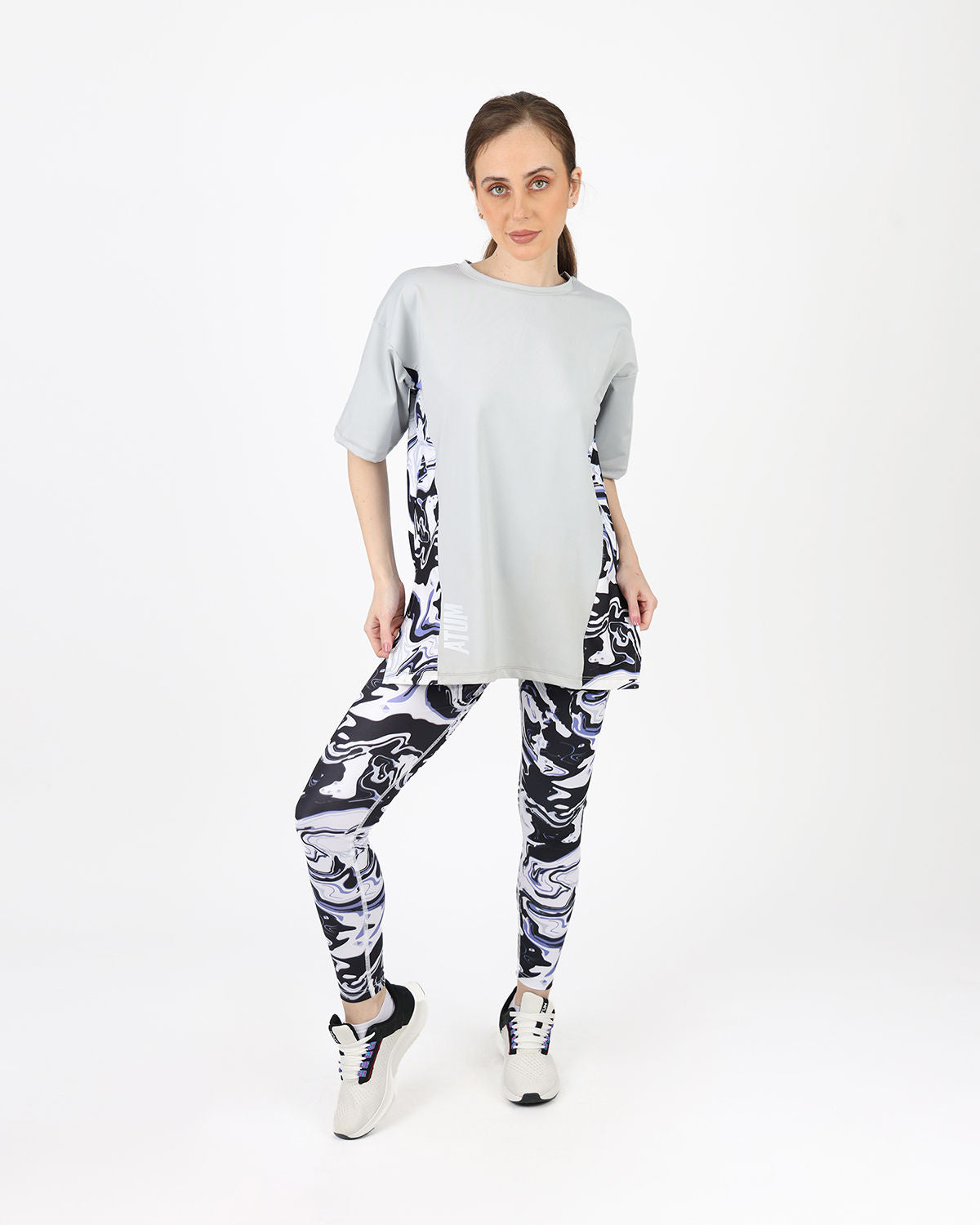 Women's Oversized Gray T-Shirt-Atum -13685236