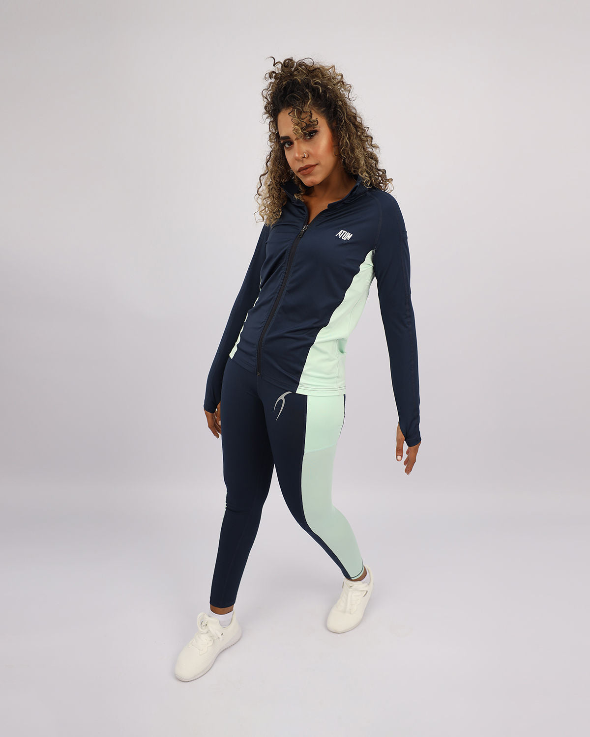 High Waist Women's Navy Leggings-Atum -72263451