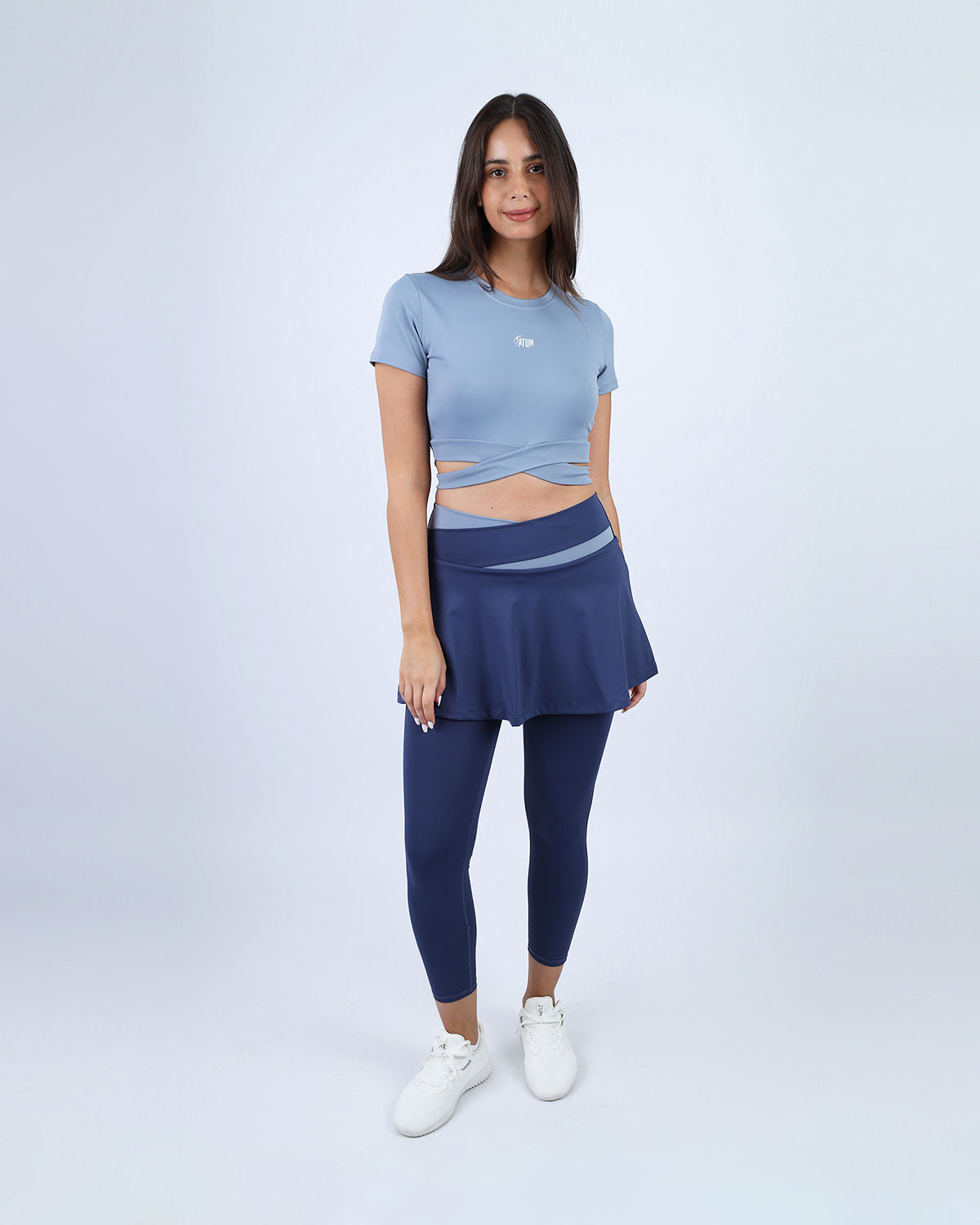 Twisted Short Sleeves Blue Crop Top-Atum -43521527