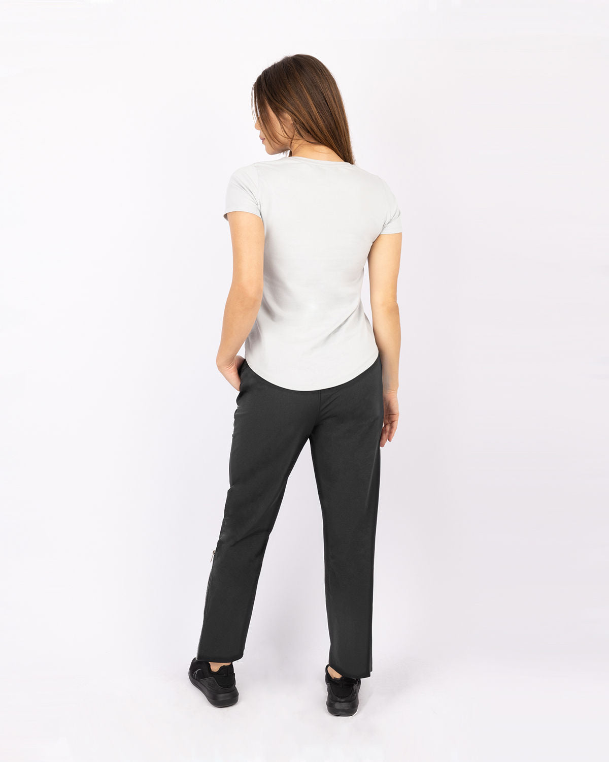 Slit Zipper Gray Women's Pants-Atum -62305706