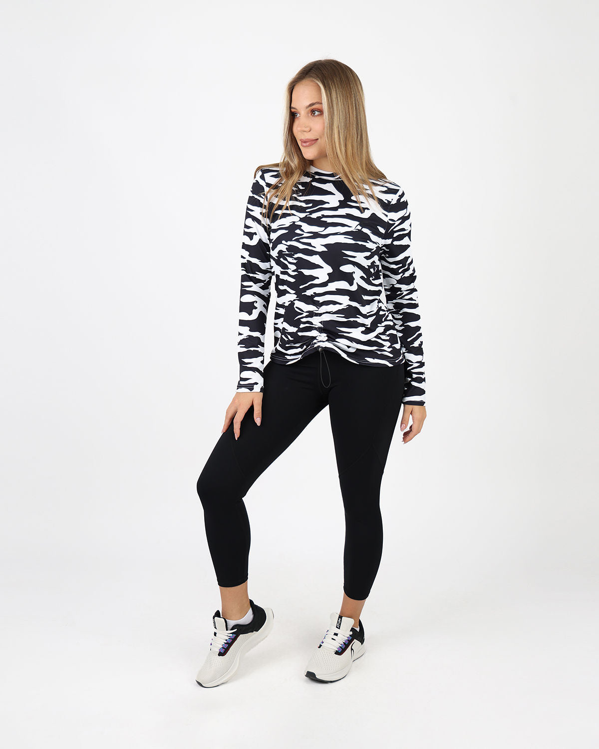 Cinchable Long-Sleeve Black T-Shirt-Atum -9040690