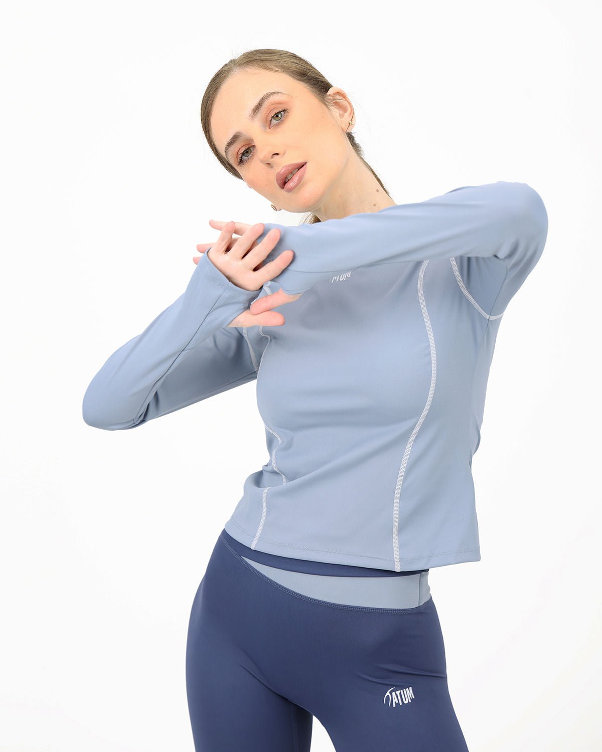 Streamline Long Slevess Women's Blue Top-Atum -58874785