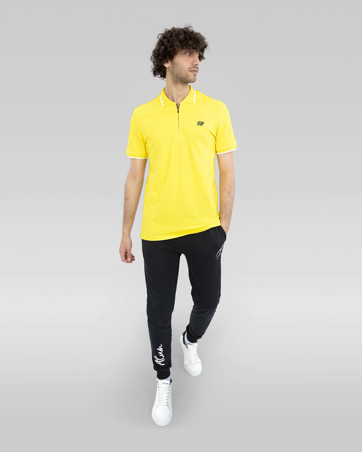 Men's Yellow Polo Shirt-Atum -19596503