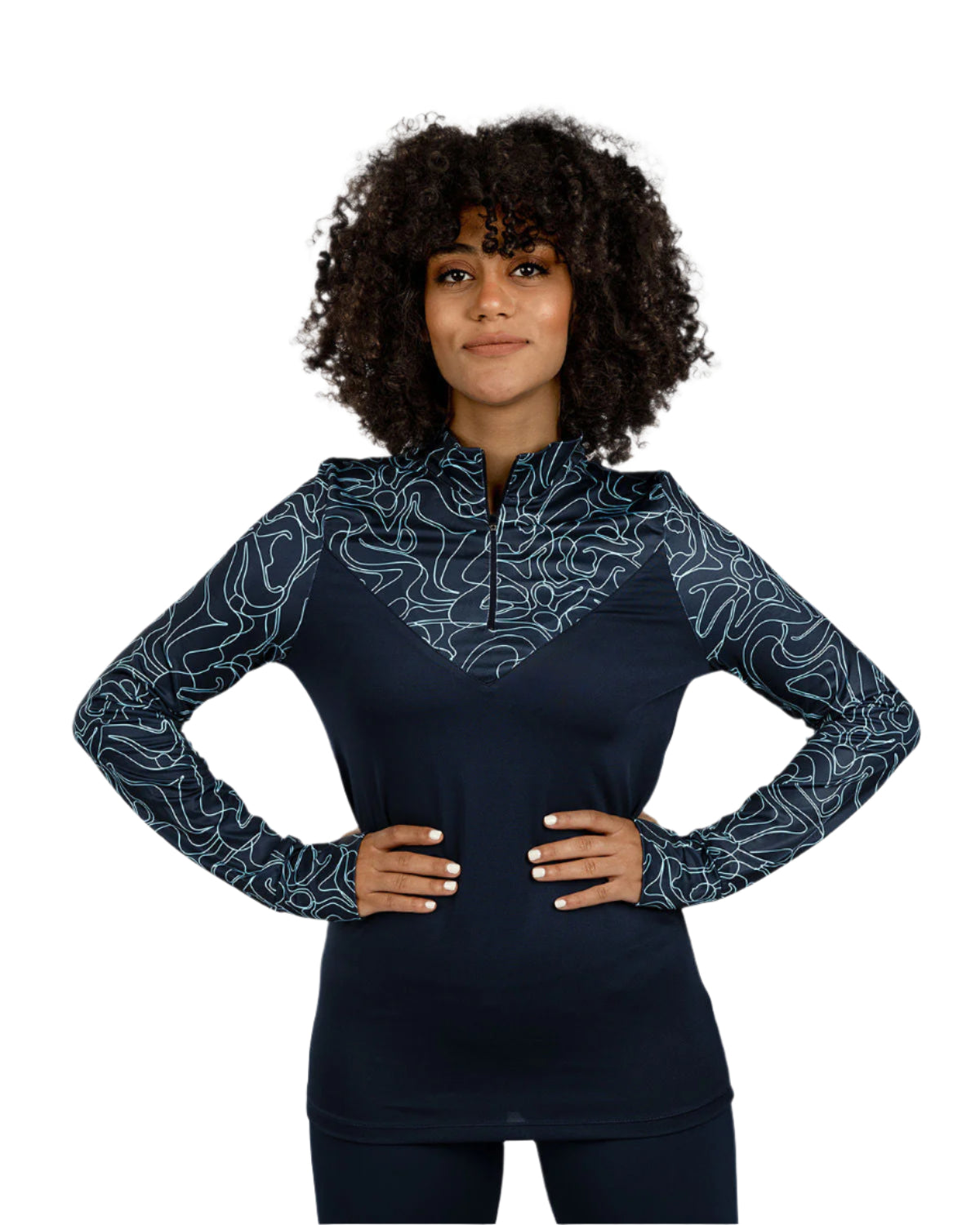High-Neck Limitless Navy Top-Atum -48566418