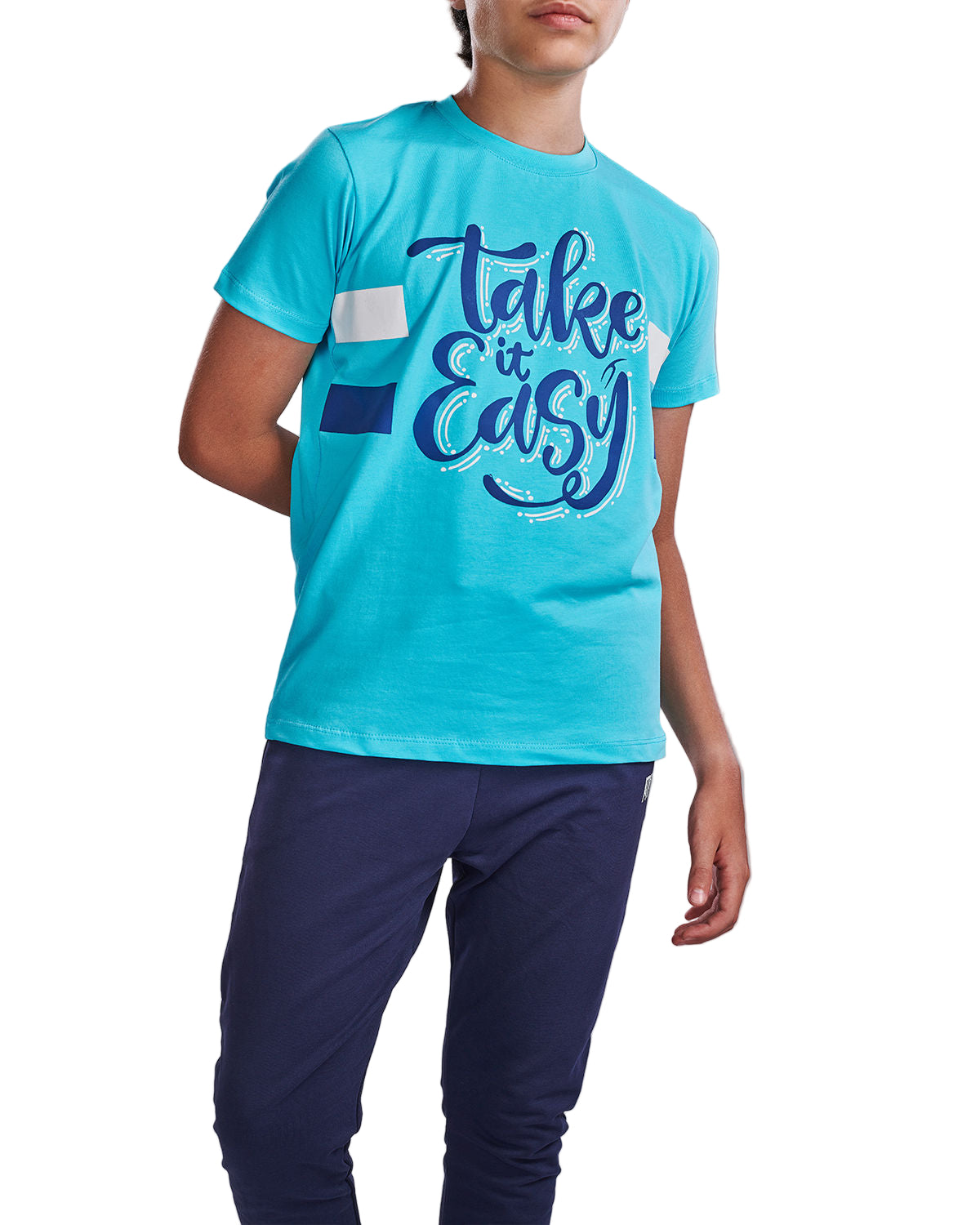 Boy's Basic Printed Aqua T-shirt-Atum -37506784