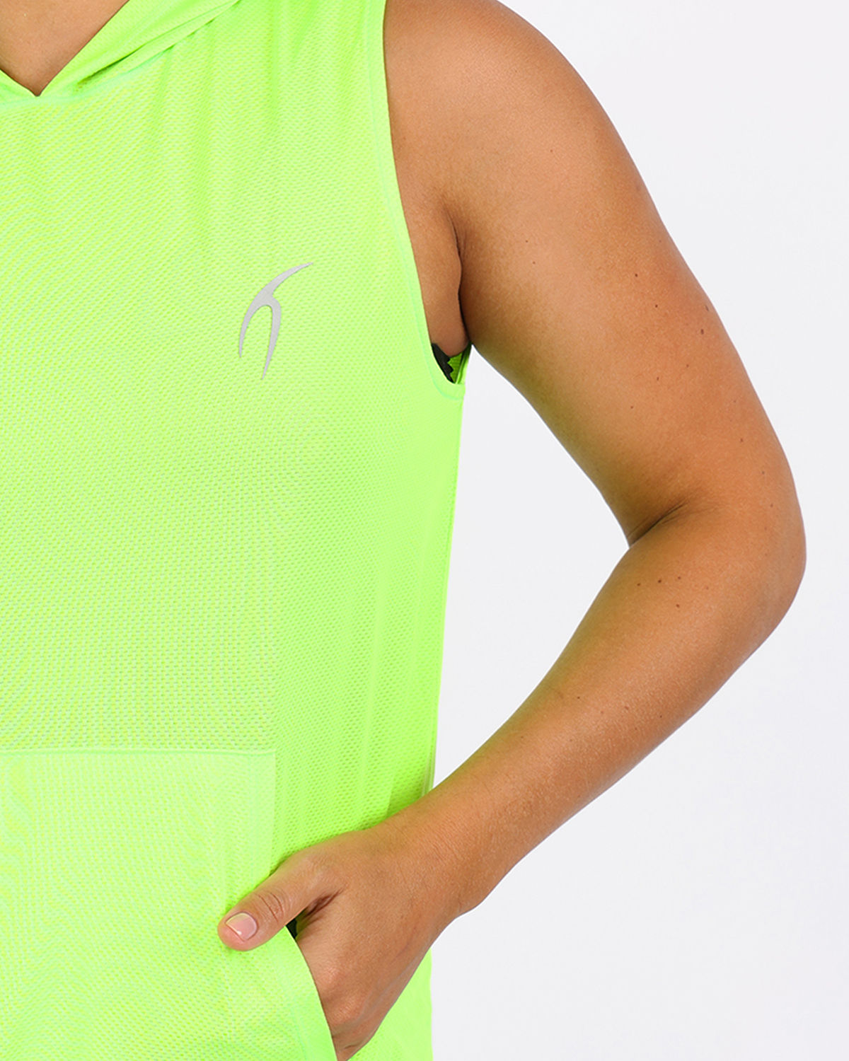 Sleeveless Breathable Lime Green Women's Hoodie-Atum -96683643