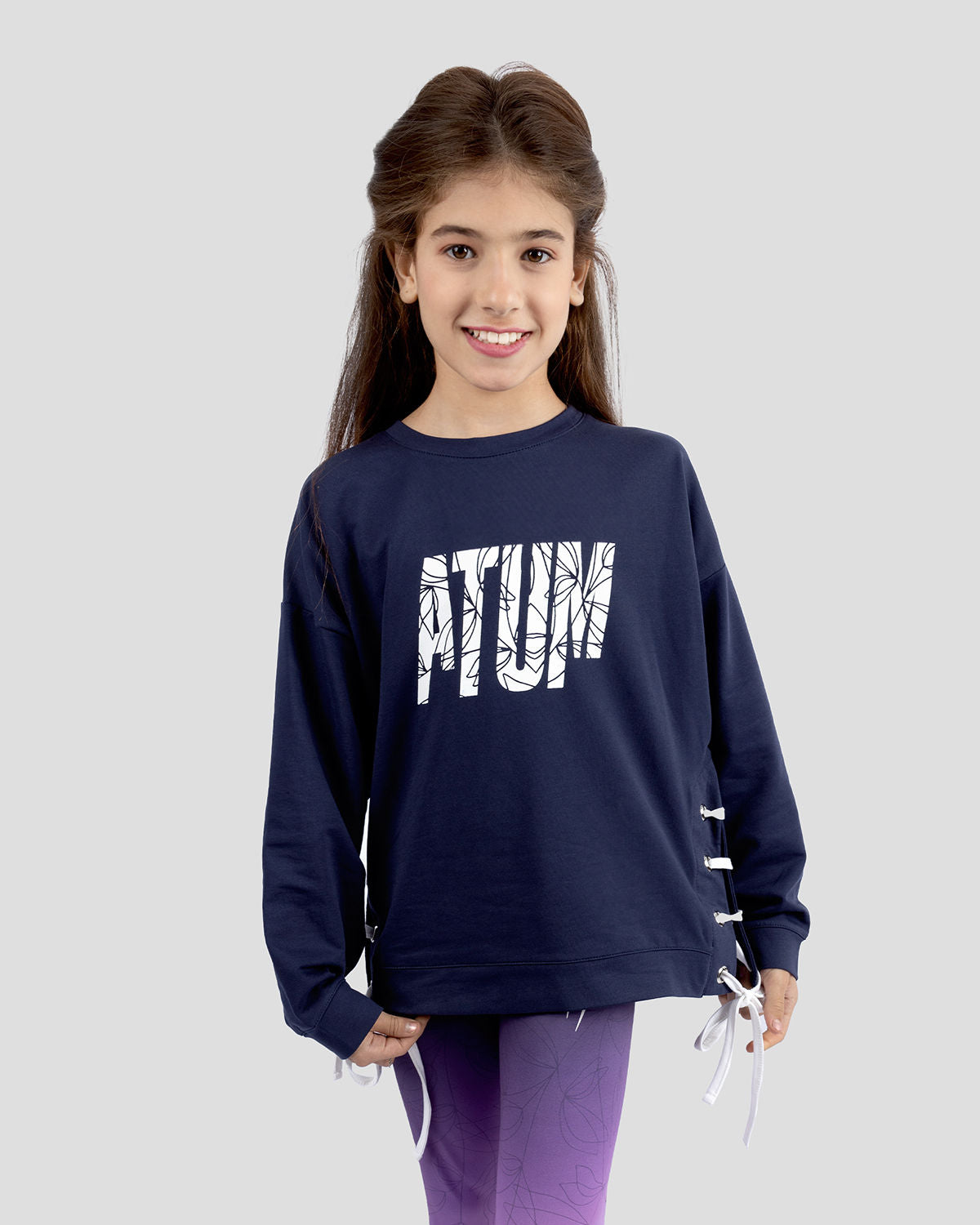 Girls Cropped Navy Sweatshirt-Atum -4624895
