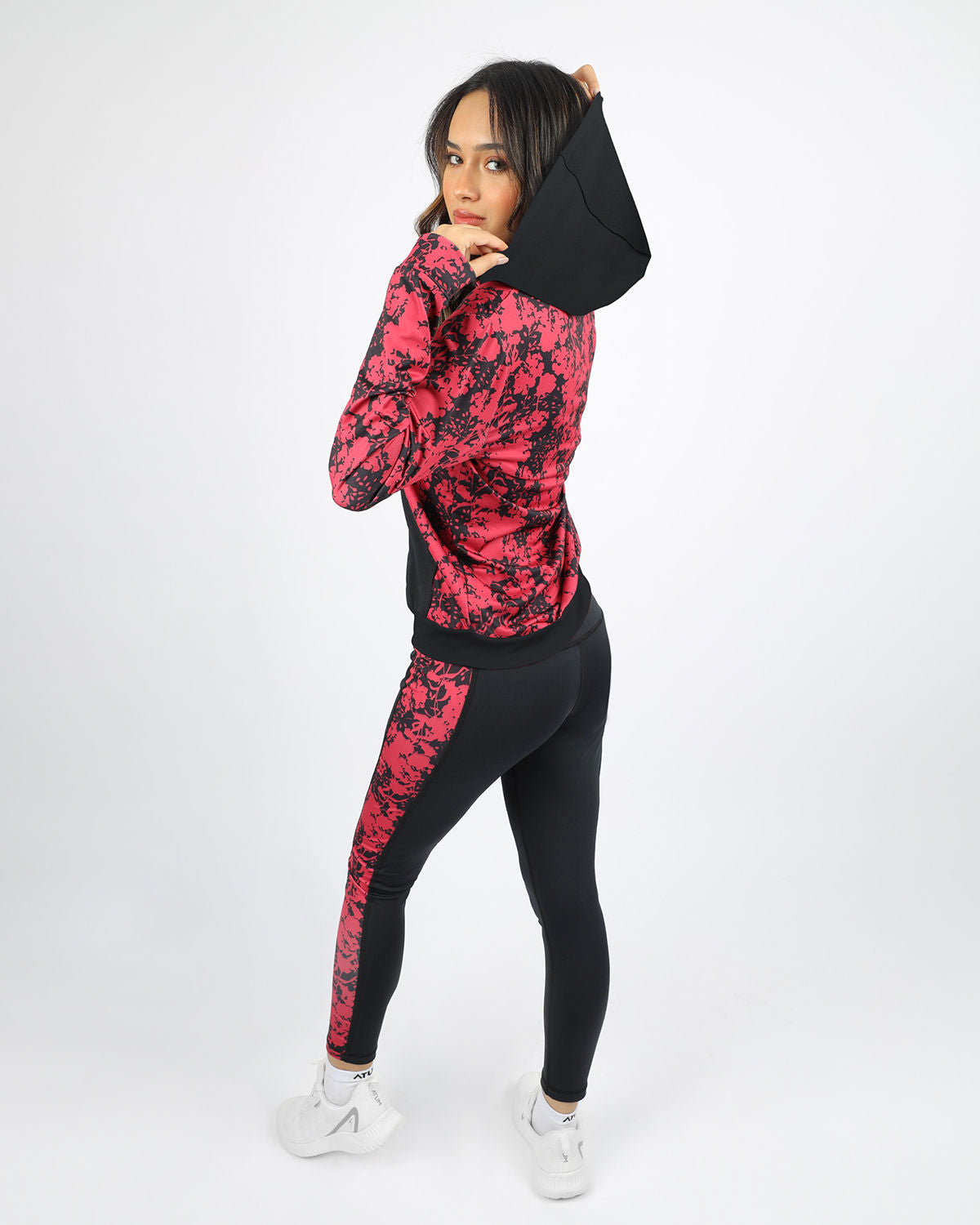 Printed Panel Black Leggings-Atum -388733