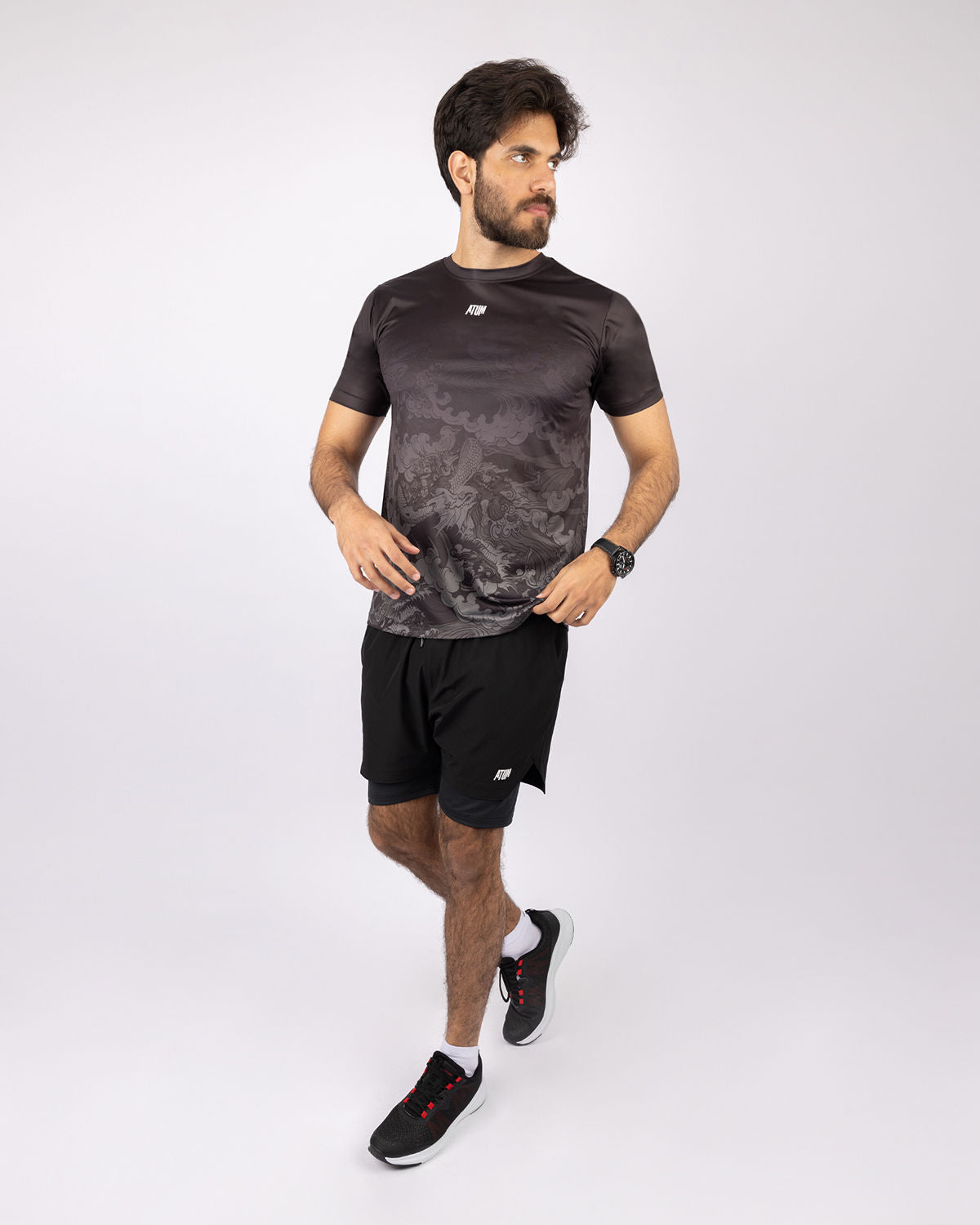 Round Printed Black T-Shirt-Atum -98281672