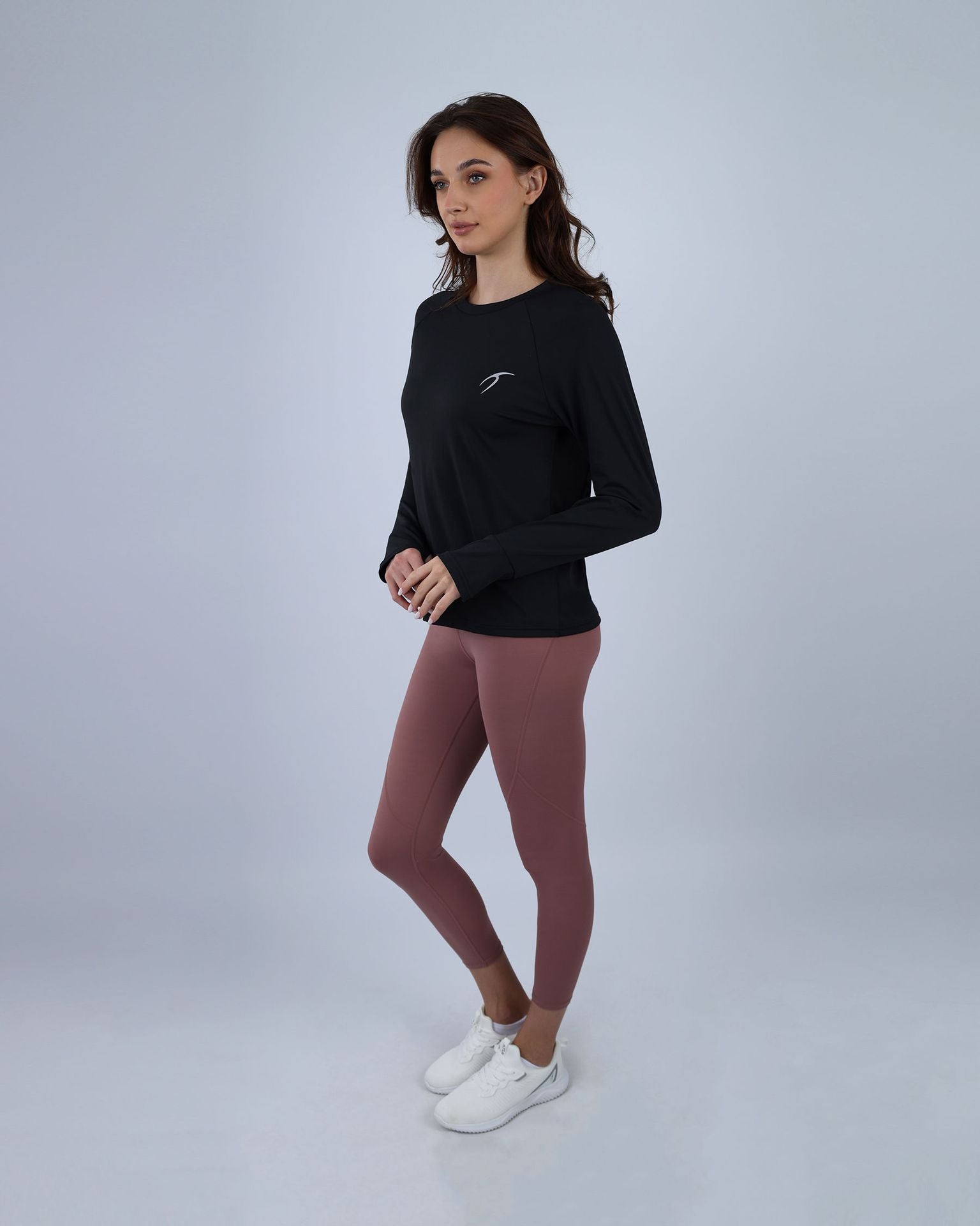 Slim Long Sleeve Black Printed Top-Atum -57308645