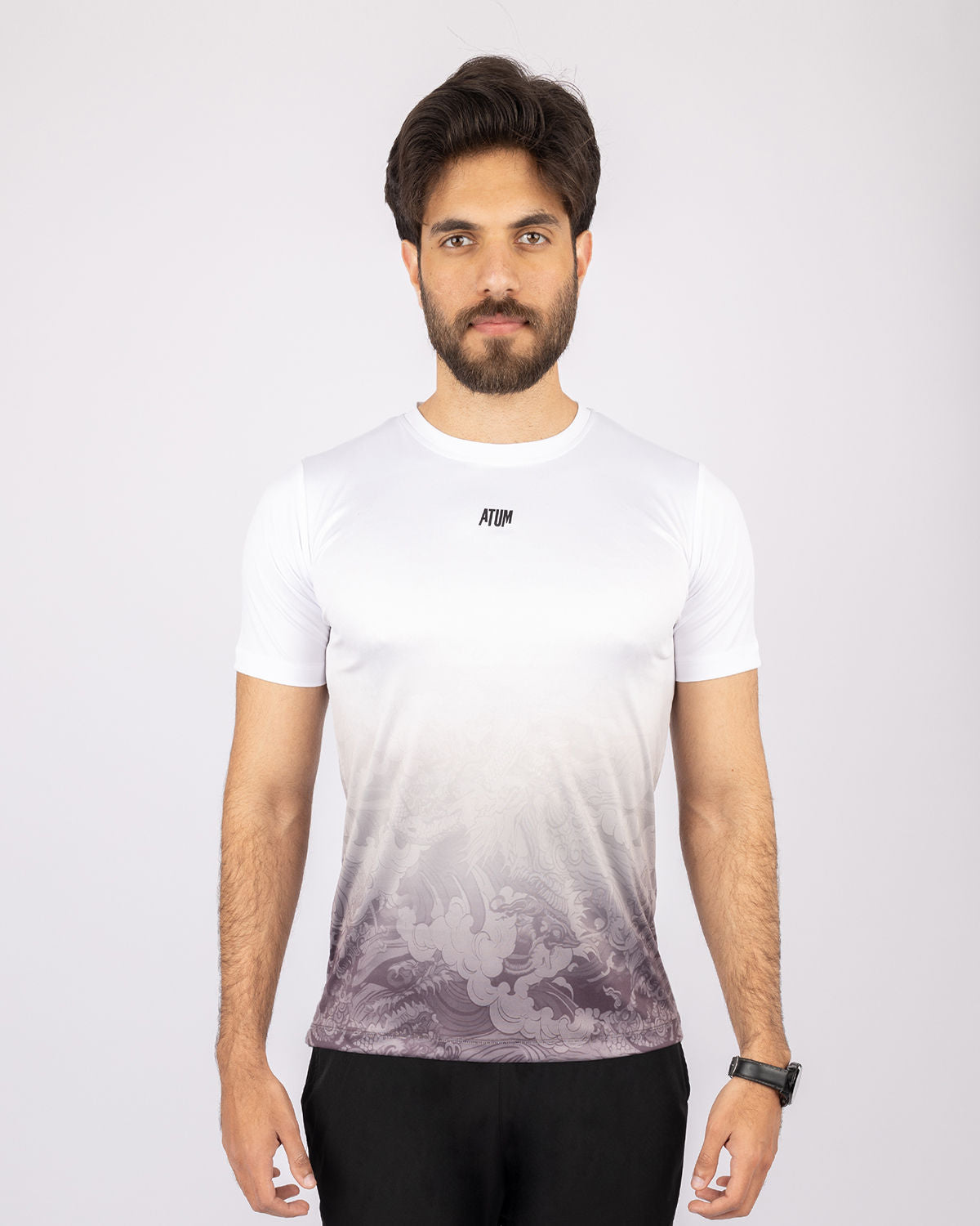 Round Printed Gray T-Shirt-Atum -93480192