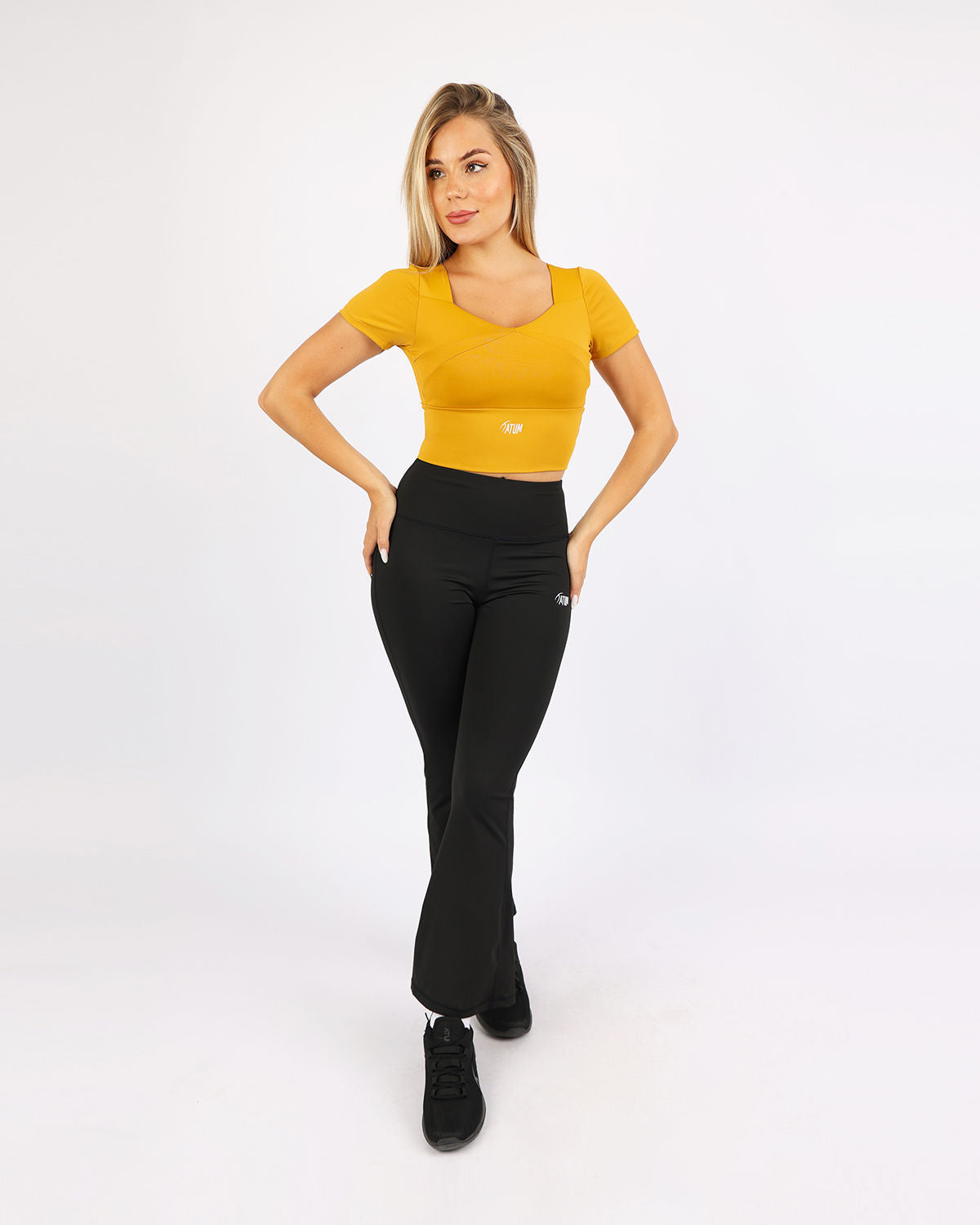 Serenity Sculpt Yellow Crop Top-Atum -41126318