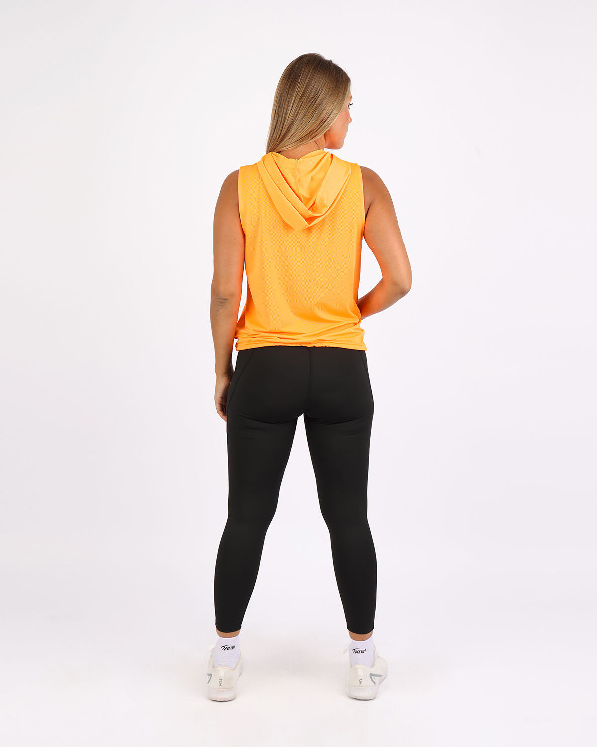 Sleeveless Breathable Orange Women's Hoodie-Atum -72704527