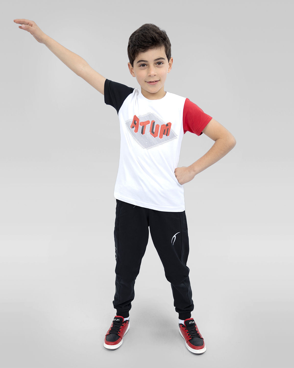 Graphic Logo Boy's White T-Shirt-Atum -30847895