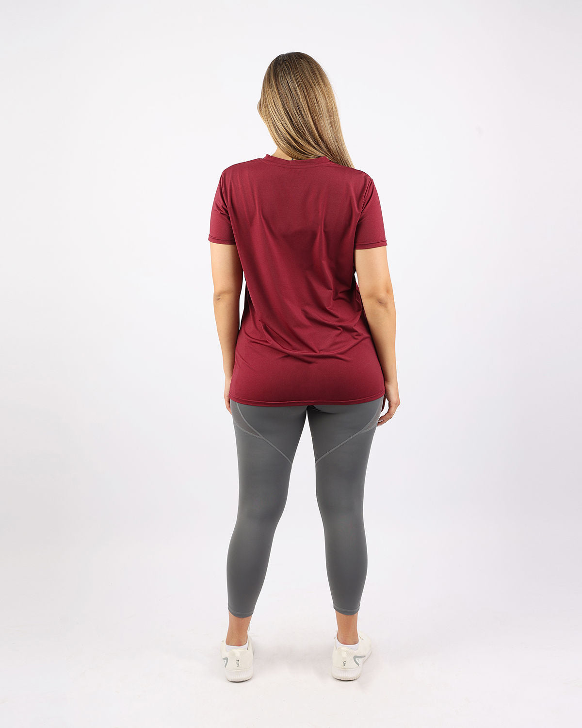 V Neck Training Burgundy Top-Atum -85707686