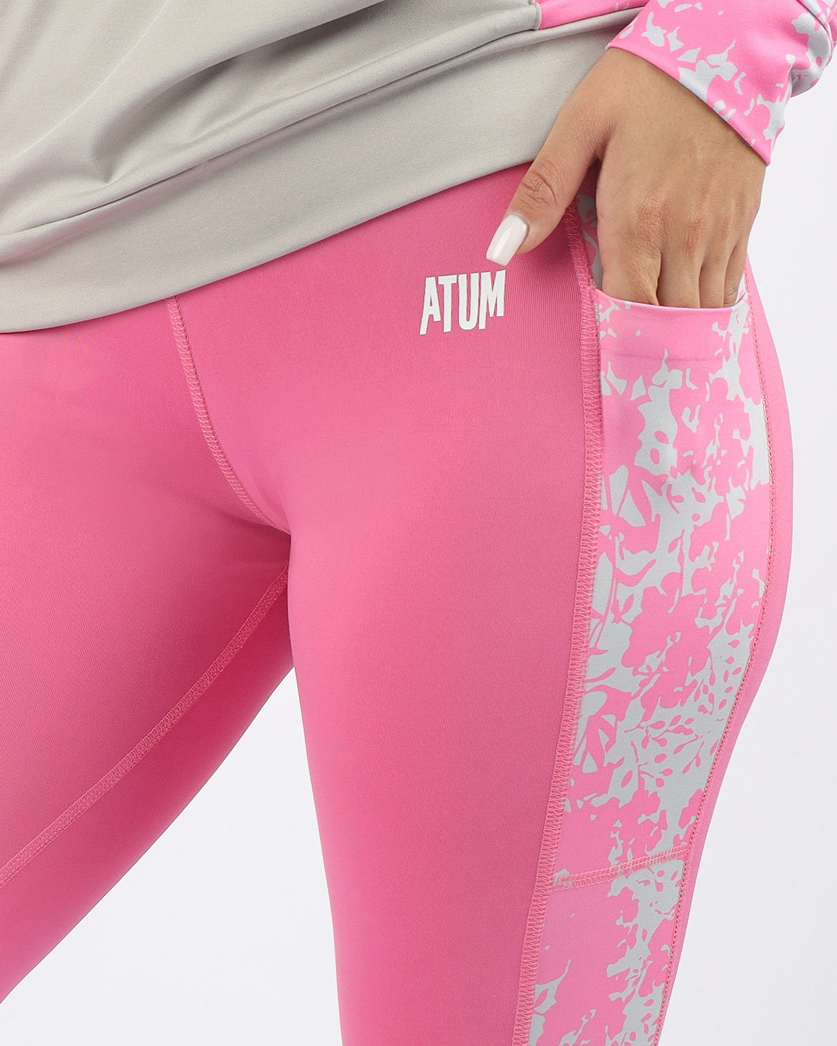 Printed Panel Pink Leggings-Atum -71800046