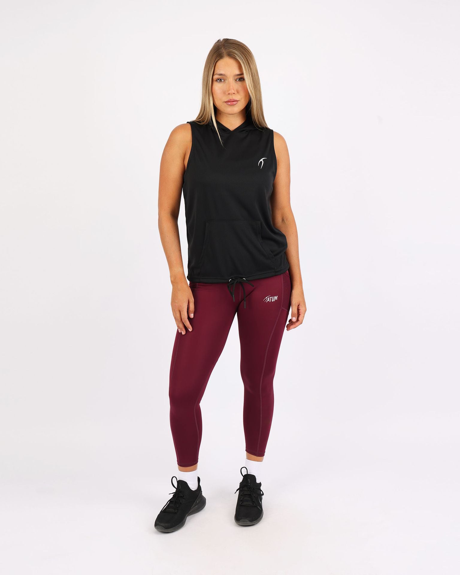 Sleeveless Breathable Black Women's Hoodie-Atum -18538735