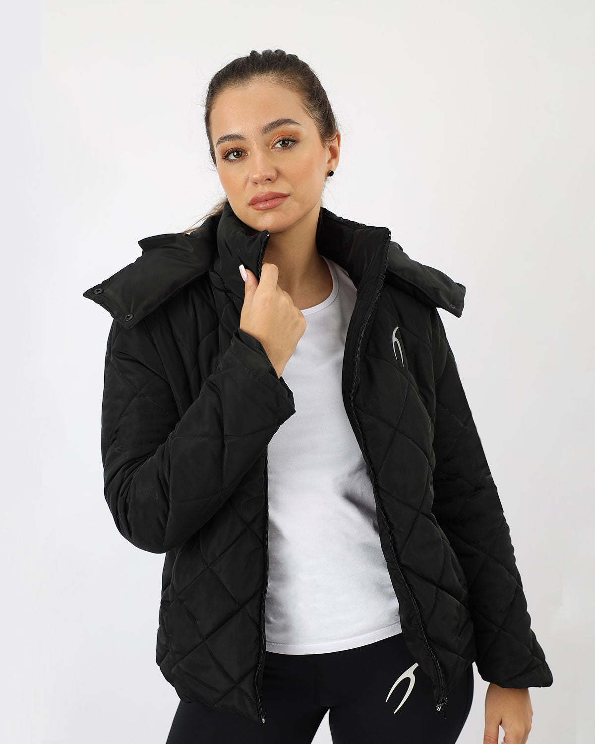 Women's Puffer Black Jacket-Atum -93174430