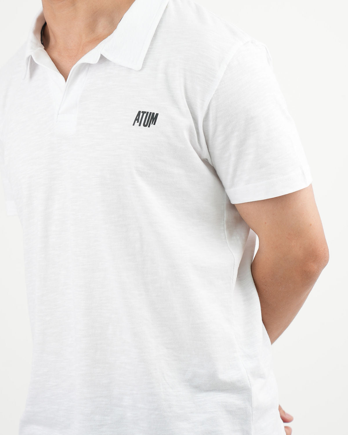ATUM| Comfort Slub Men's Polo T-Shirt - White - atum's logo