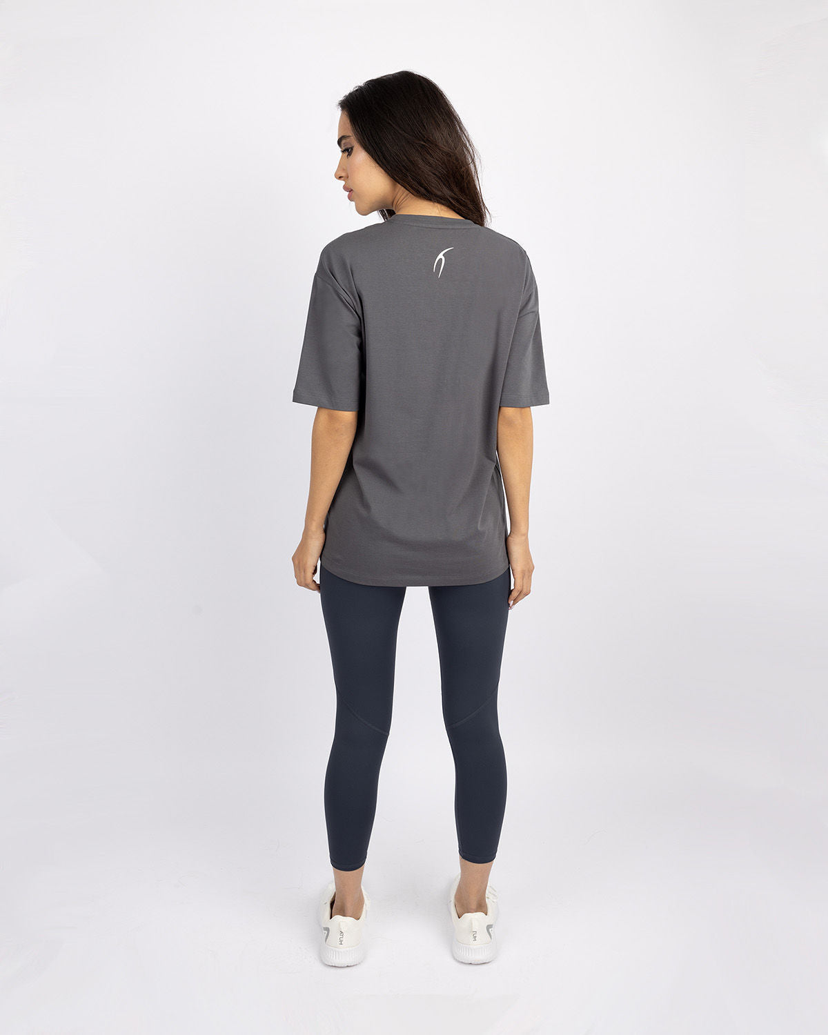 Oversize Printed Women's Gray T-Shirt-Atum -43312059
