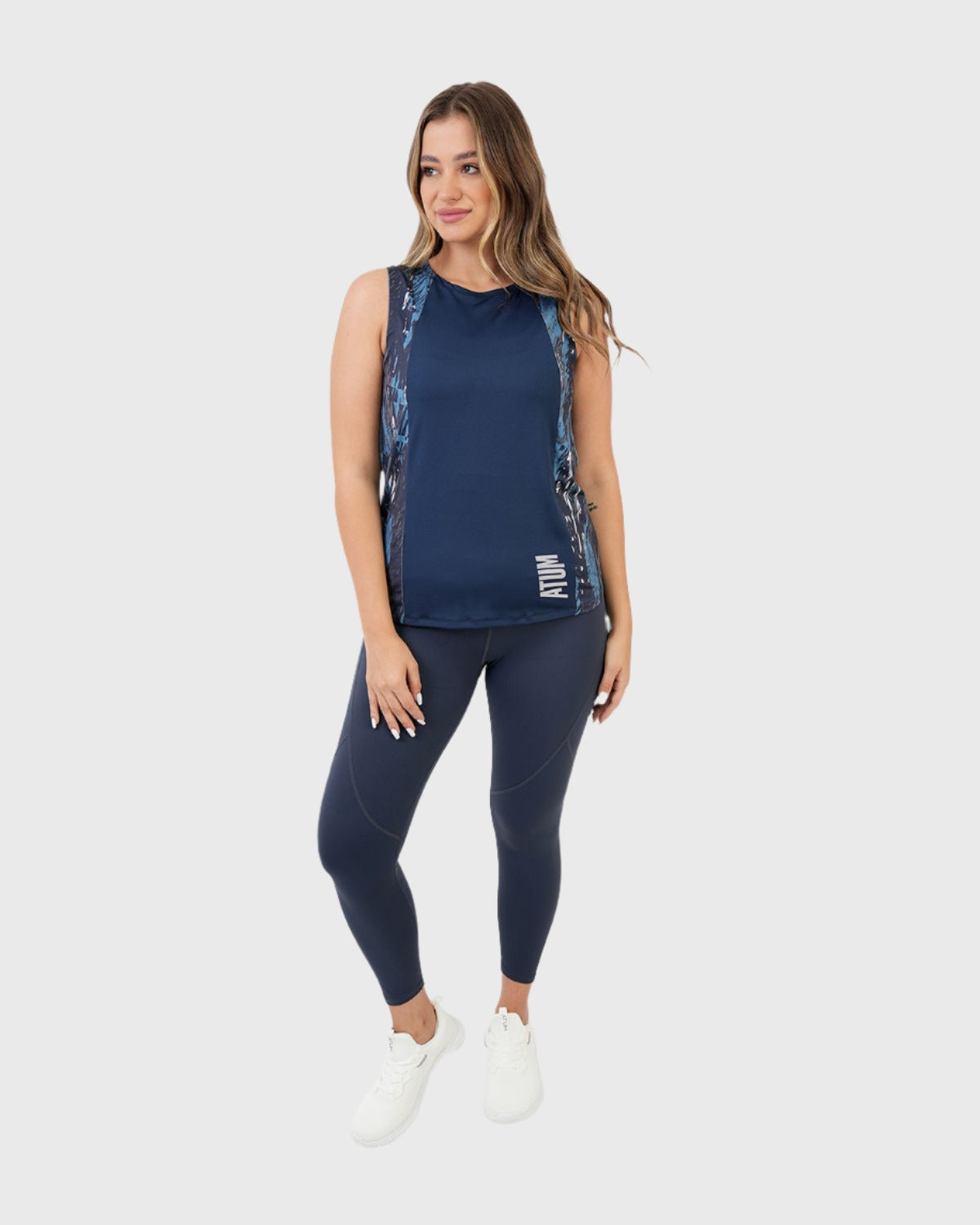 Marble Printed Navy Tank Top-Atum -86088689