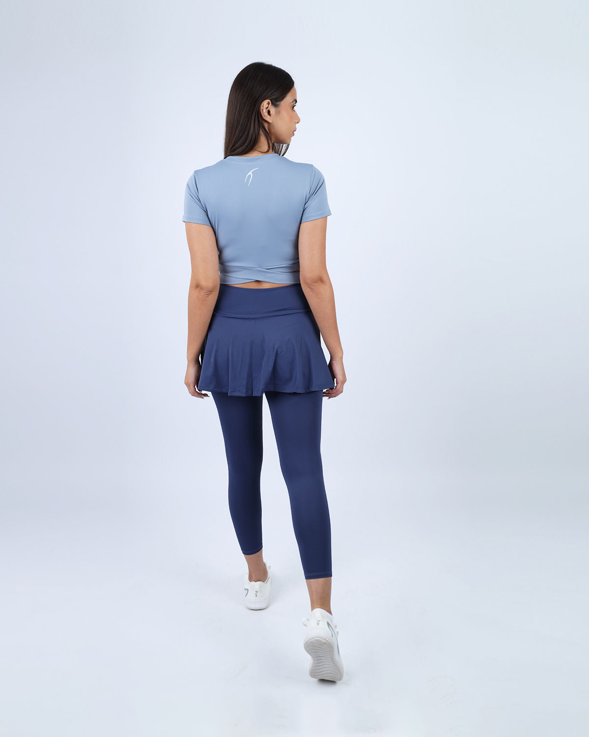 Twisted Short Sleeves Blue Crop Top-Atum -81485407