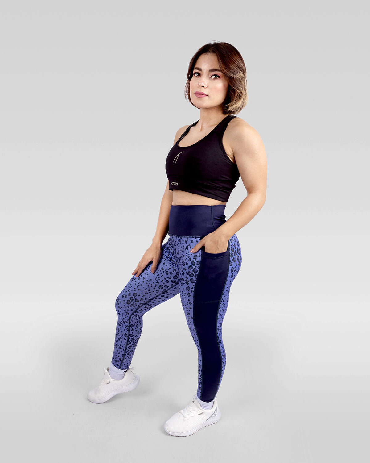 Women's Floral Purple Leggings-Atum -45932243