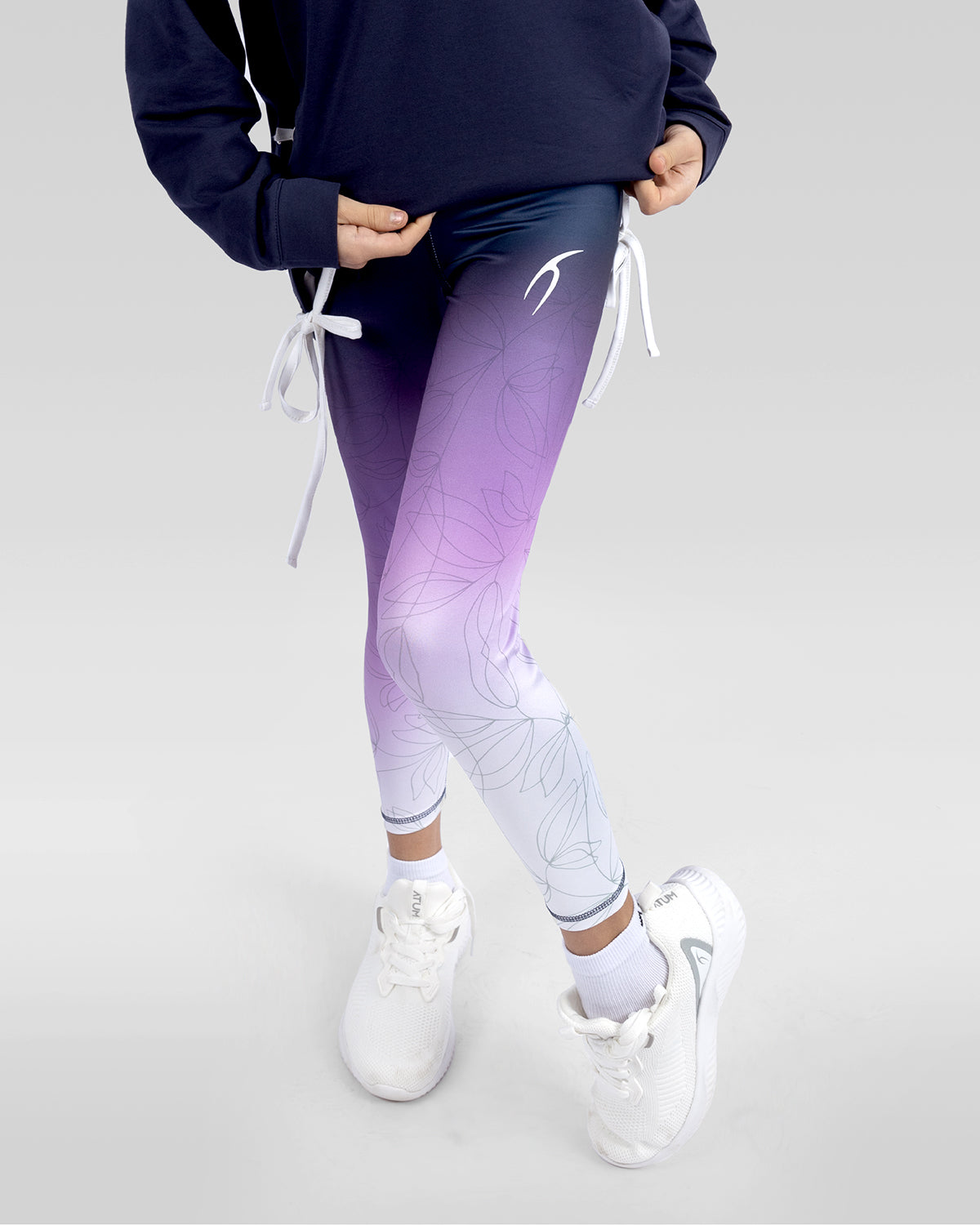 Printed Girl's Navy Leggings-Atum -2304035