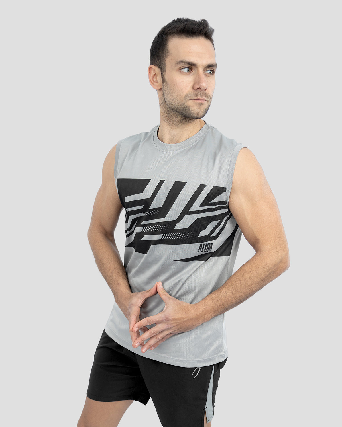 Men's Printed Gray Tank Top-Atum -25473737