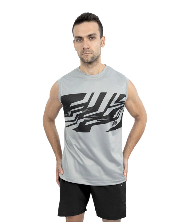 Men's Printed Gray Tank Top-Atum -71664853