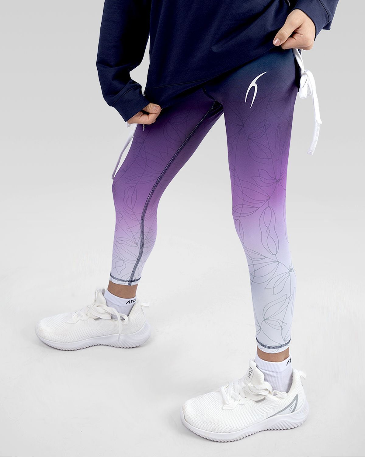 Printed Girl's Navy Leggings-Atum -8185808