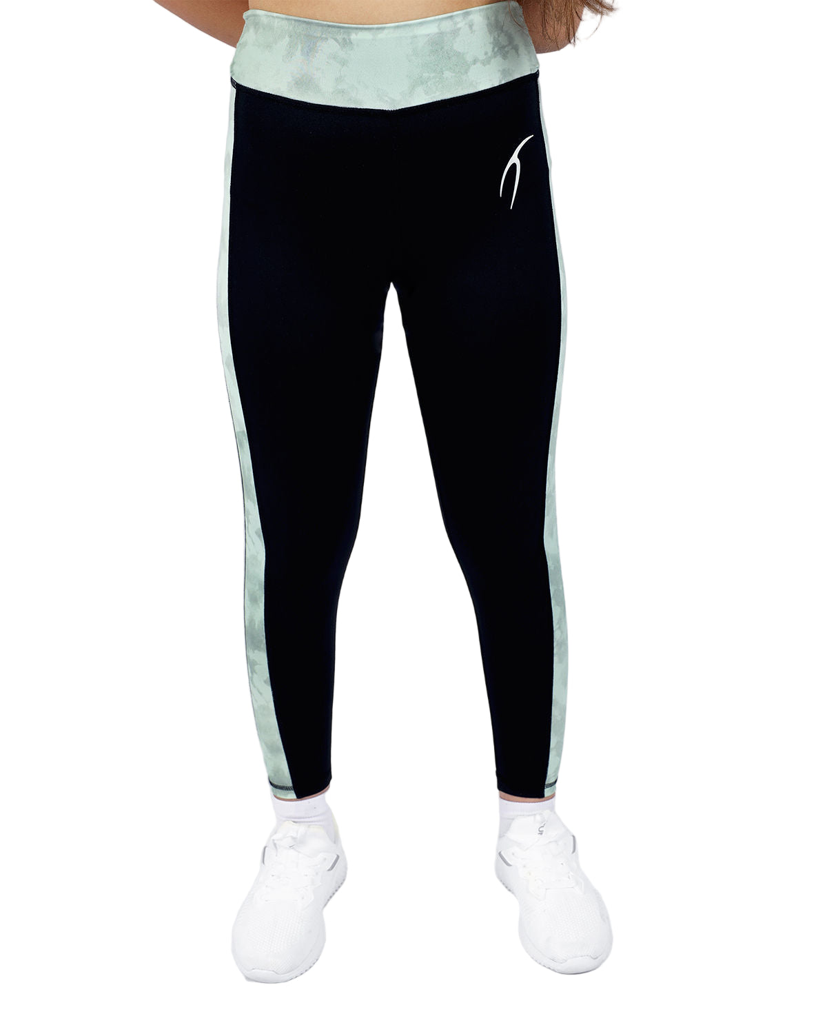 Girl's Marble Black Leggings-Atum -19424787