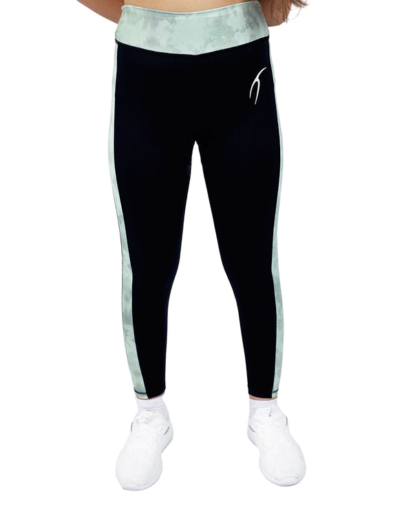 Girl's Marble Black Leggings-Atum -15281058