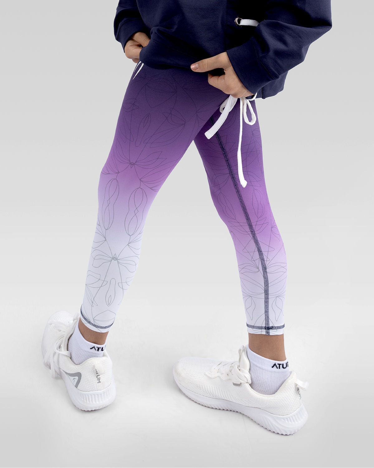 Printed Girl's Navy Leggings-Atum -46156641